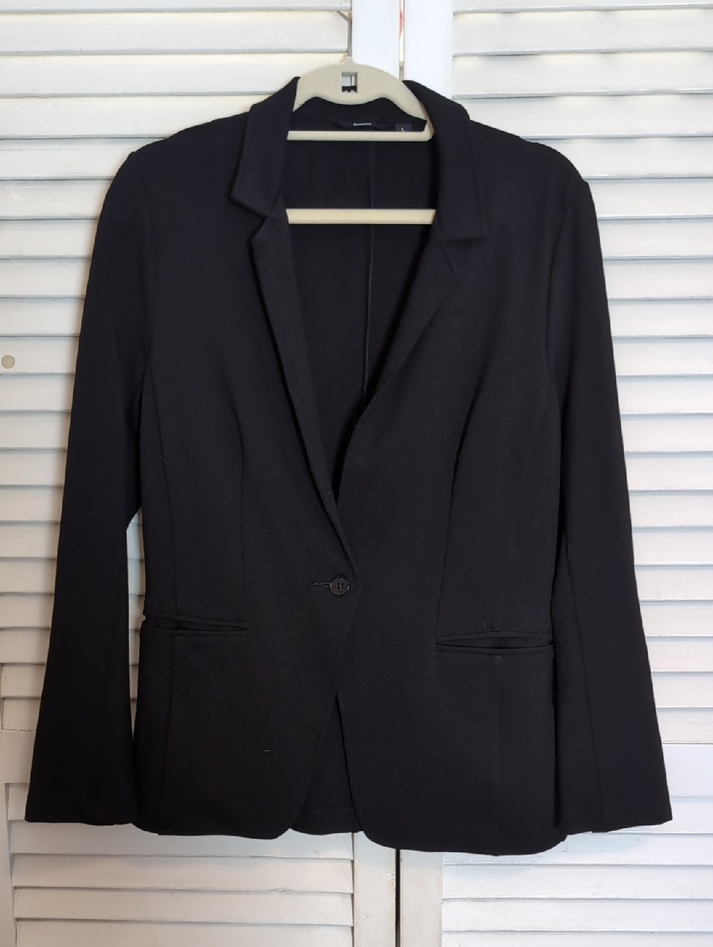 Betabrand Black One Button Ponte Blazer Pockets Workwear Career Office L